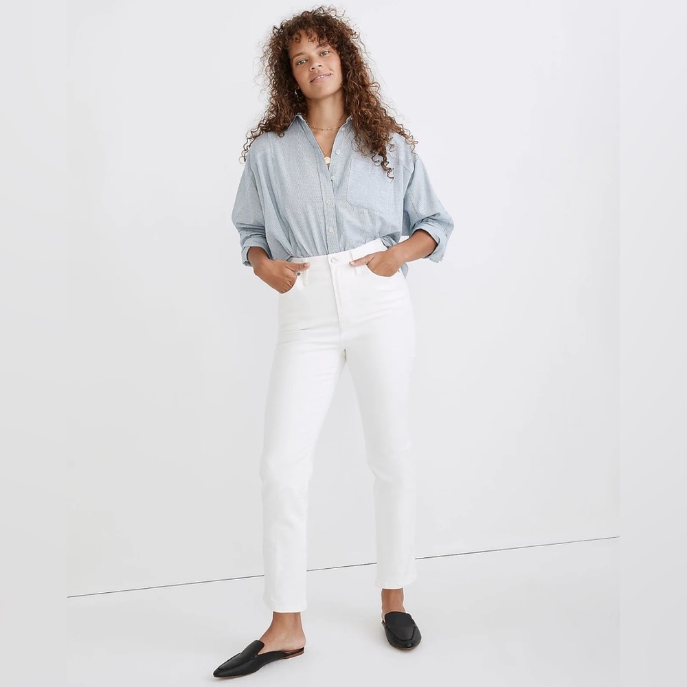 Madewell High-Rise White Straight Jeans